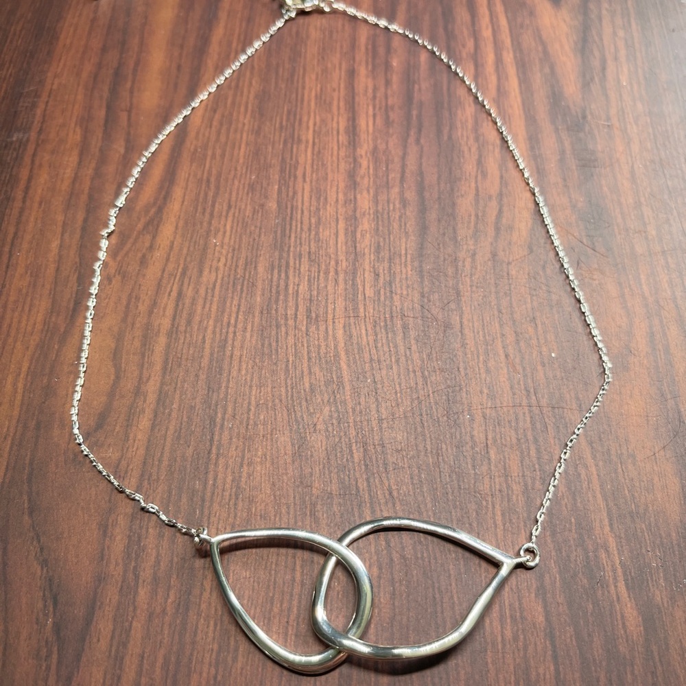Chloe + Isabel Interlocking Double Teardrop Necklace Silver Plated 18-20in